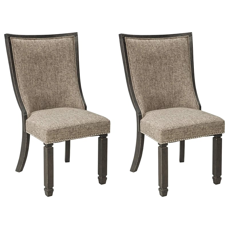 Ashley Tyler Creek Upholstered Dining Side Chair in Gray and Brown