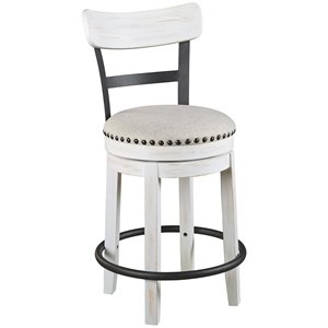 ashley valebeck swivel bar stool in vintage white