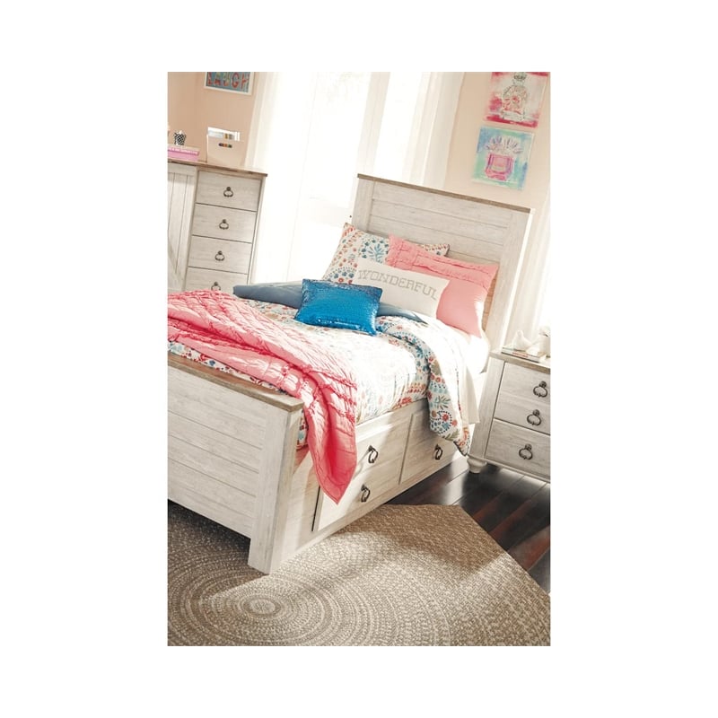 Signature Design by Ashley Willowton Adjustable Twin Panel Headboard in White