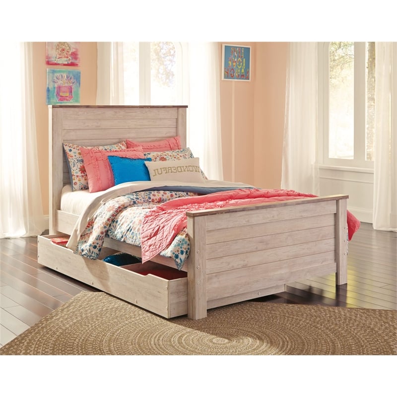 Signature Design by Ashley Willowton Adjustable Full Panel Headboard in White