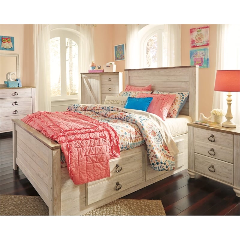 Signature Design by Ashley Willowton Adjustable Full Panel Headboard in White