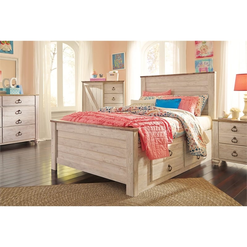 Signature Design by Ashley Willowton Adjustable Full Panel Headboard in White