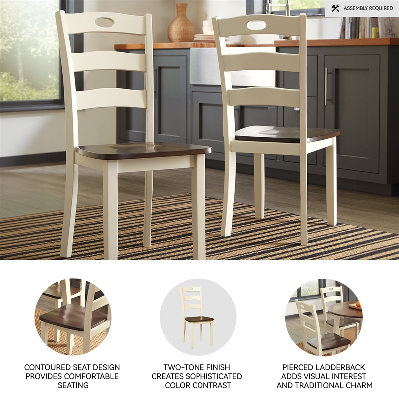 Signature Design by Ashley Woodanville Dining Side Chair in Cream and Brown