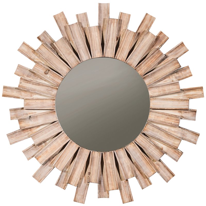 Ashley Furniture Donata Round Decorative Wood Frame Accent Mirror in
