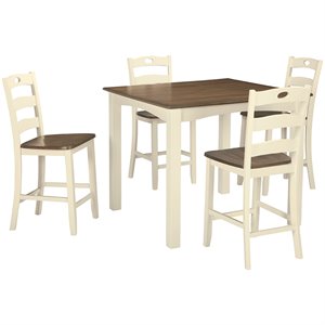 ashley woodanville 5 piece counter height dining set in cream