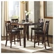 Ashley Furniture Bennox 5 Piece Counter Height Dining Set in Brown
