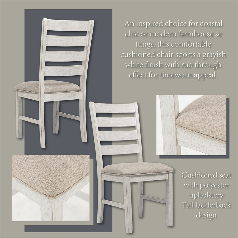 Ashley Furniture Skempton 7 Piece Dining Set in White and Light Brown