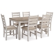 Ashley Furniture Skempton 7 Piece Dining Set in White and Light Brown