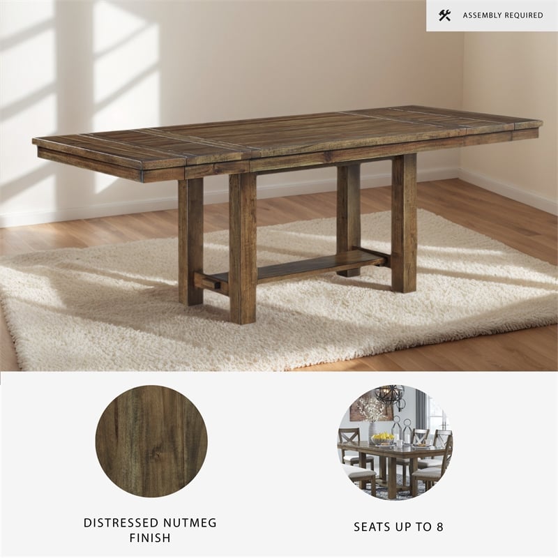 Signature Design by Ashley Moriville Extendable Dining Table in Grayish Brown