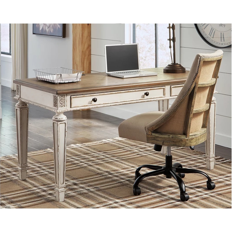 Ashley Furniture Realyn Engineered Wood Computer Desk w/ USB Ports in White