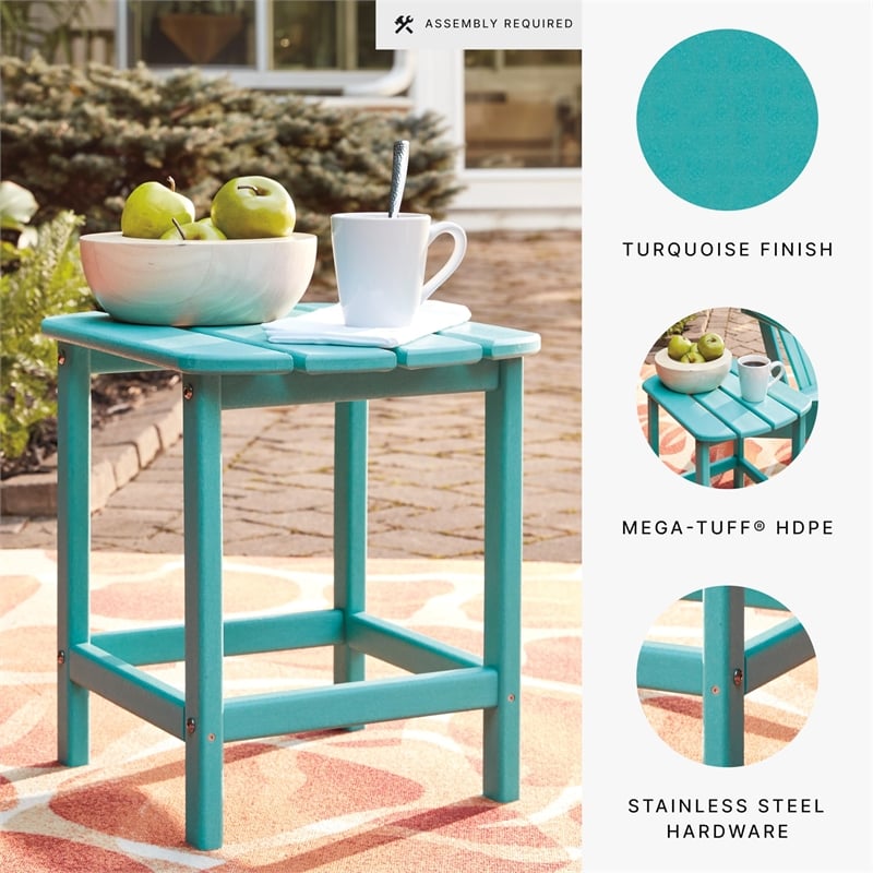 Signature Design by Ashley Sundown Treasure Patio End Table in Turquoise