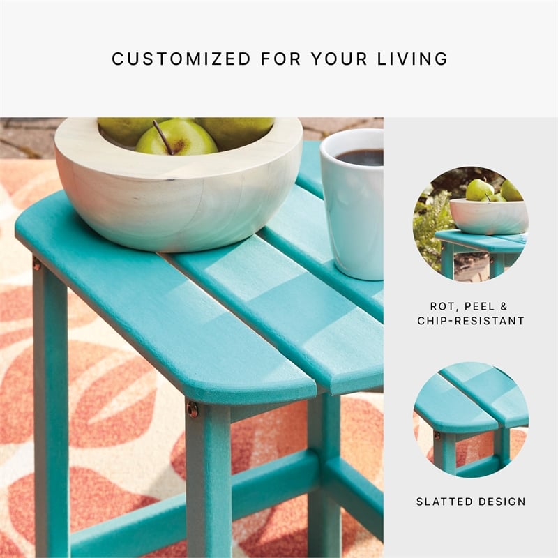 Signature Design by Ashley Sundown Treasure Patio End Table in Turquoise