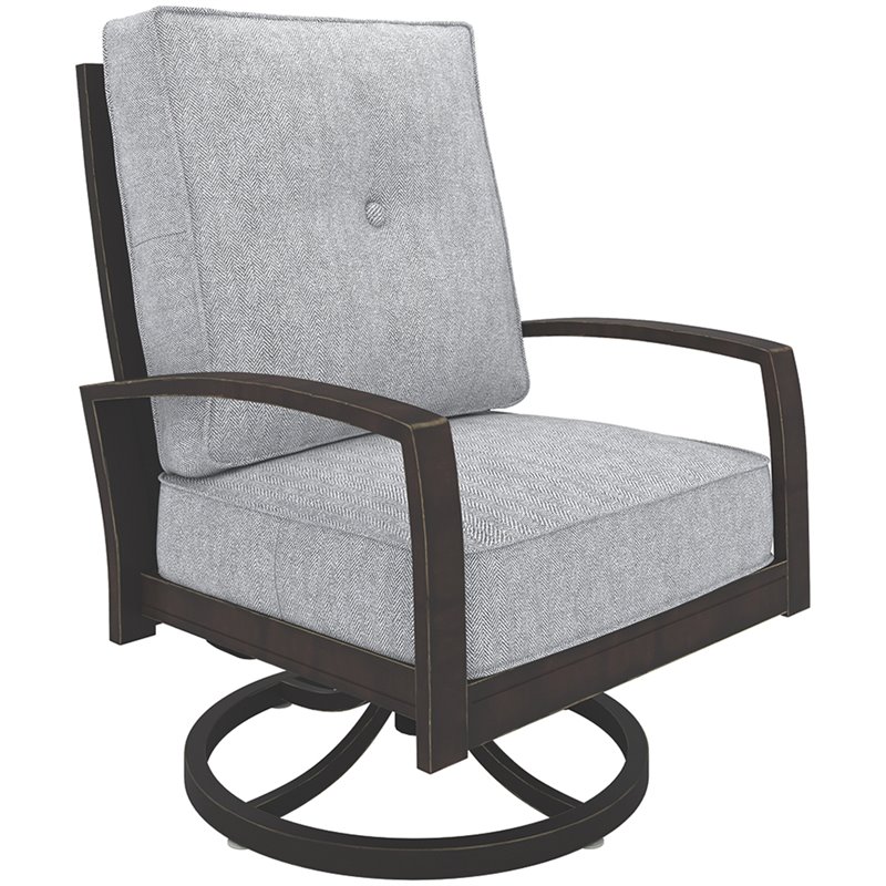 Ashley Furniture Castle Island Swivel Patio Arm Chair in Dark Brown