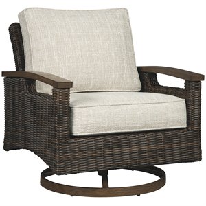 ashley furniture transitional wicker / rattan patio chair in mahogany-set of 2