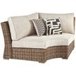 Signature Design by Ashley Beachcroft Curved Corner Patio Loveseat in Beige