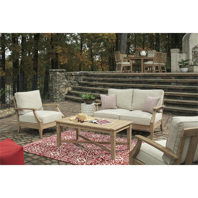 Signature Design by Ashley Clare View Patio Loveseat in Beige