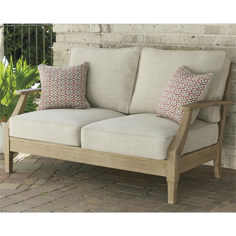 Signature Design by Ashley Clare View Patio Loveseat in Beige