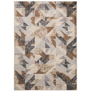 ashley jun rug in brown and cream