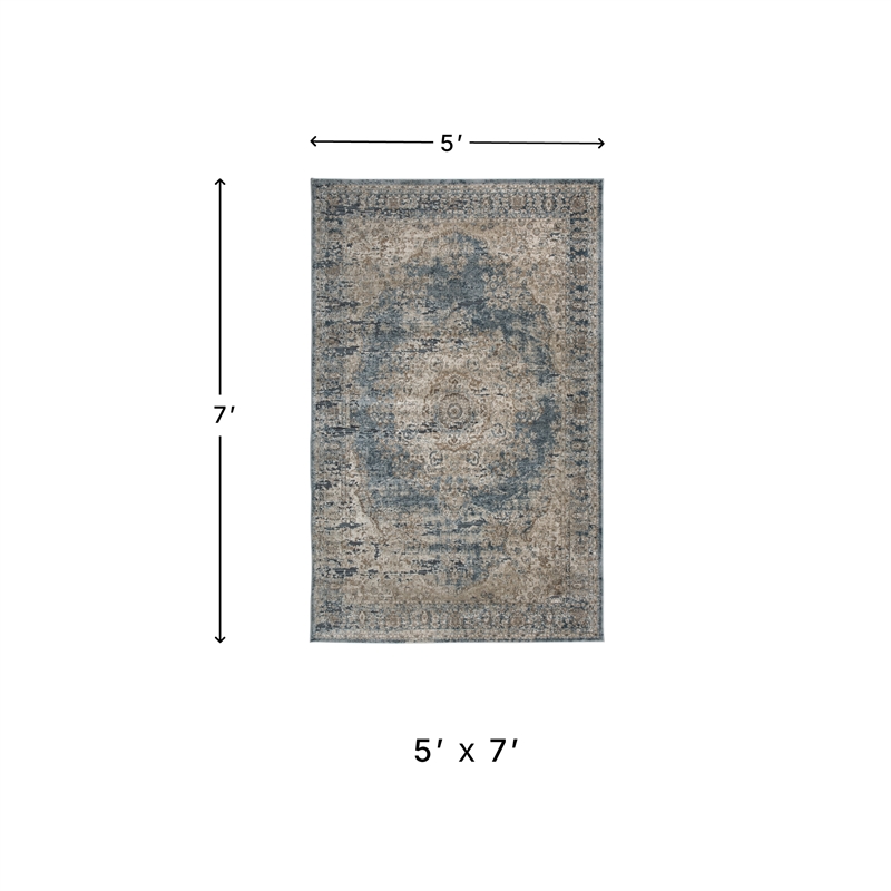 Ashley Furniture South 5' x 7' Rug in Blue and Tan
