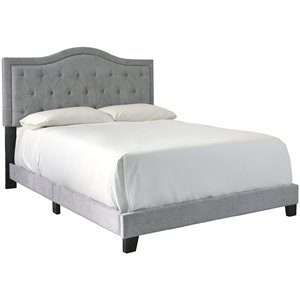 ashley furniture jerary tufted king panel bed in gray
