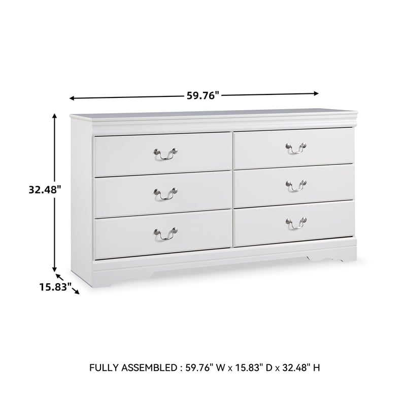 Ashley Furniture Anarasia 6 Drawer Double Dresser in White