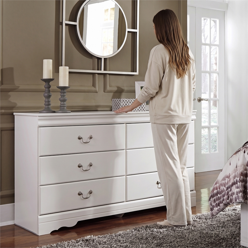 Ashley Furniture Anarasia 6 Drawer Double Dresser in White