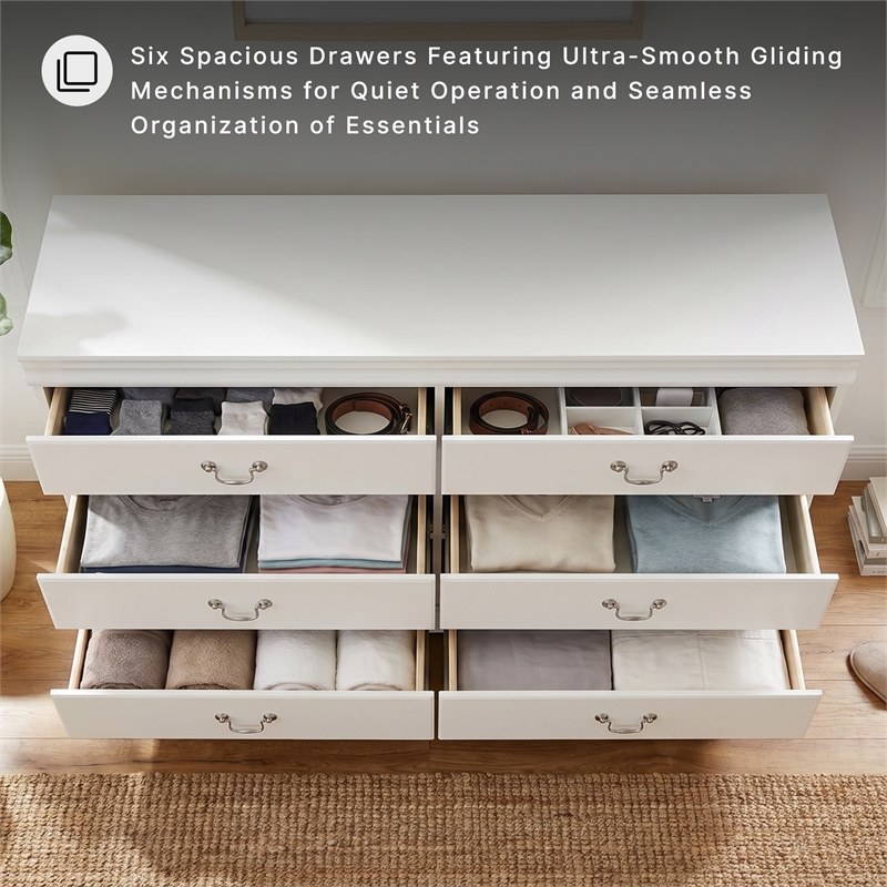 Ashley Furniture Anarasia 6 Drawer Double Dresser in White