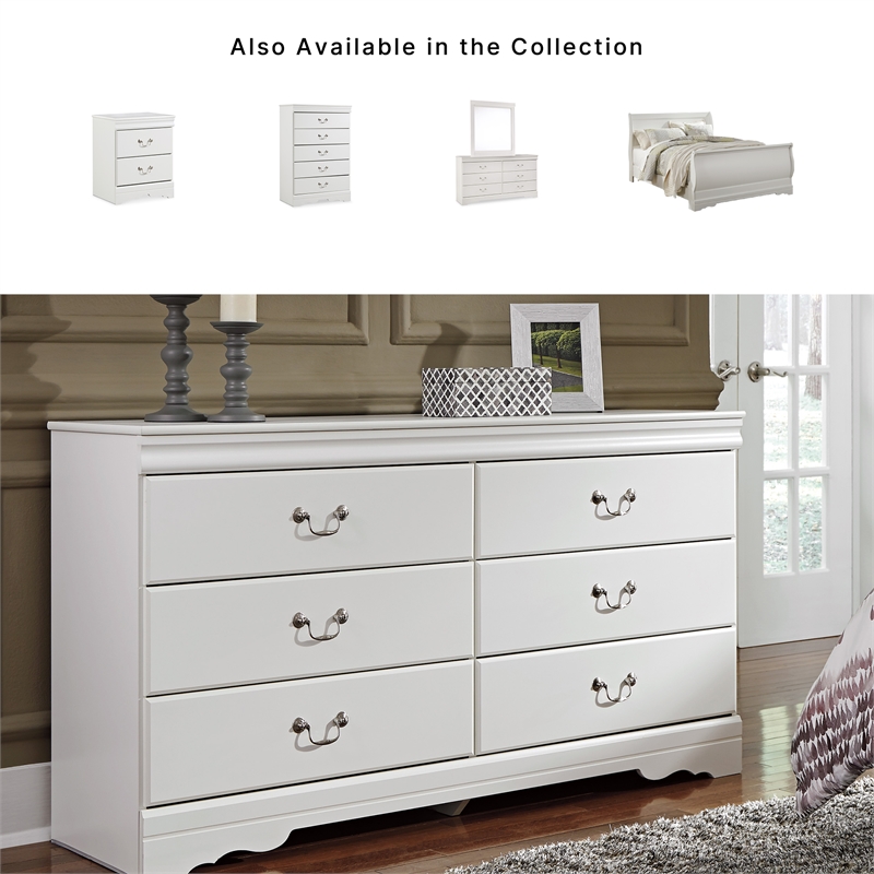 Ashley Furniture Anarasia 6 Drawer Double Dresser in White