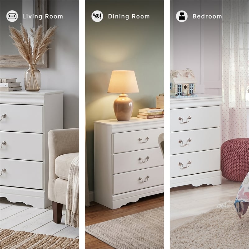 Ashley Furniture Anarasia 6 Drawer Double Dresser in White