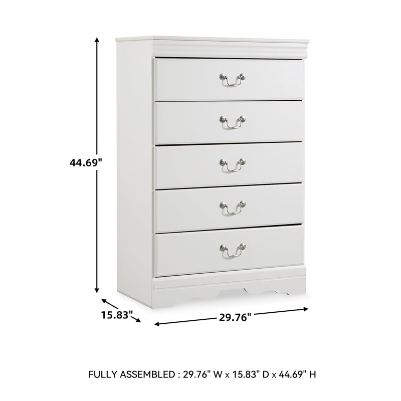 Ashley Furniture Anarasia 5 Drawer Chest in White
