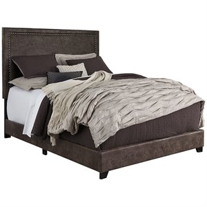 ashley furniture dolante faux leather king panel bed in brown