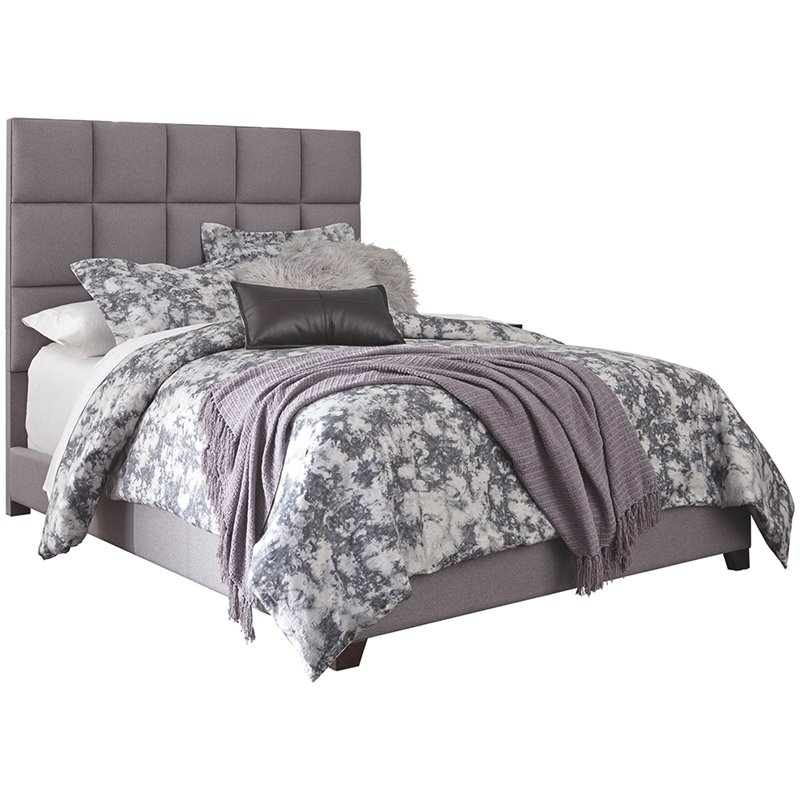 Ashley Furniture Dolante Tufted King Panel Bed in Gray Cymax Business