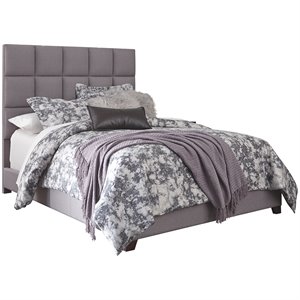 ashley furniture dolante tufted king panel bed in gray