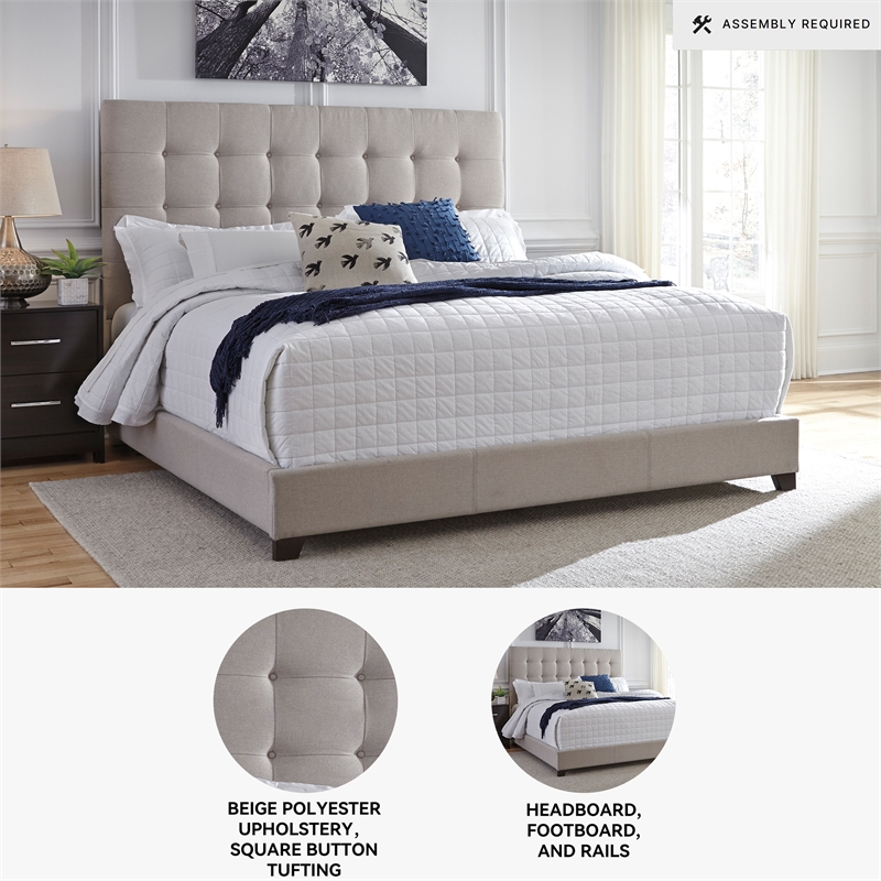 Signature Design by Ashley Dolante Tufted King Panel Bed in Beige