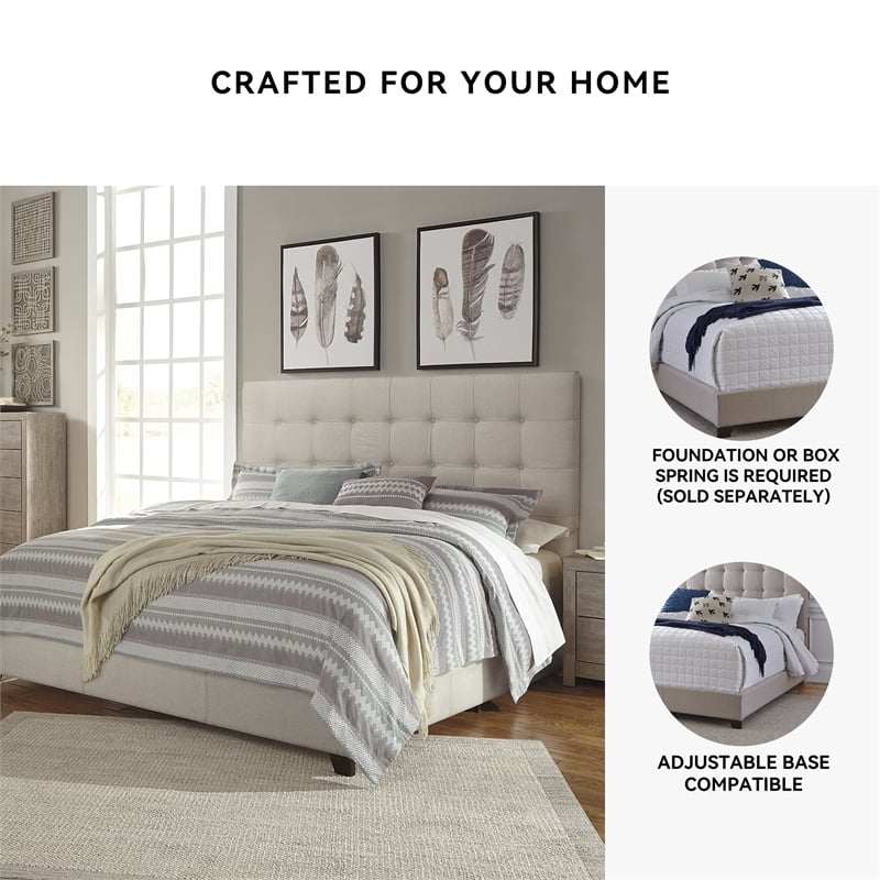 Signature Design by Ashley Dolante Tufted King Panel Bed in Beige