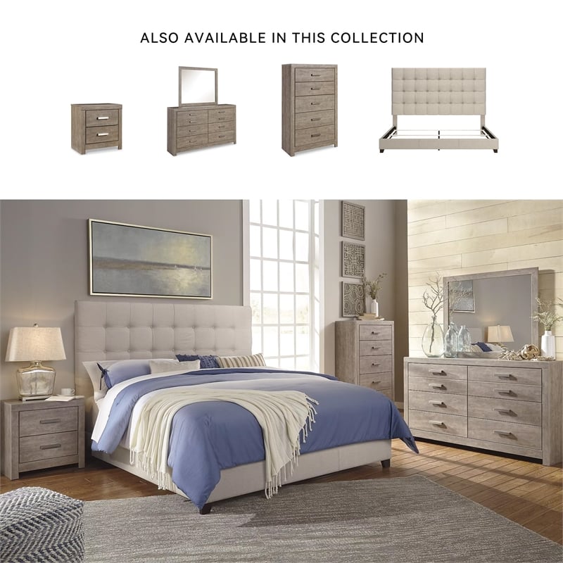 Signature Design by Ashley Dolante Tufted King Panel Bed in Beige