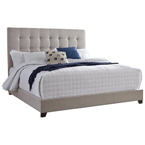 ashley furniture dolante tufted king panel bed in beige