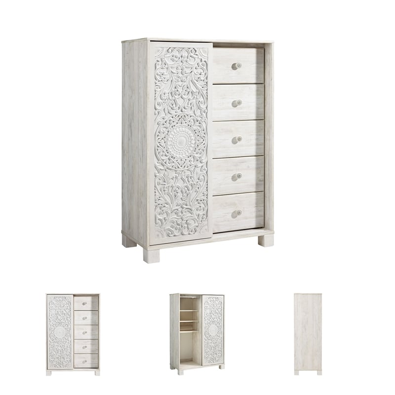 Signature Design by Ashley Paxberry 5-Drawer Door Chest in White Wash