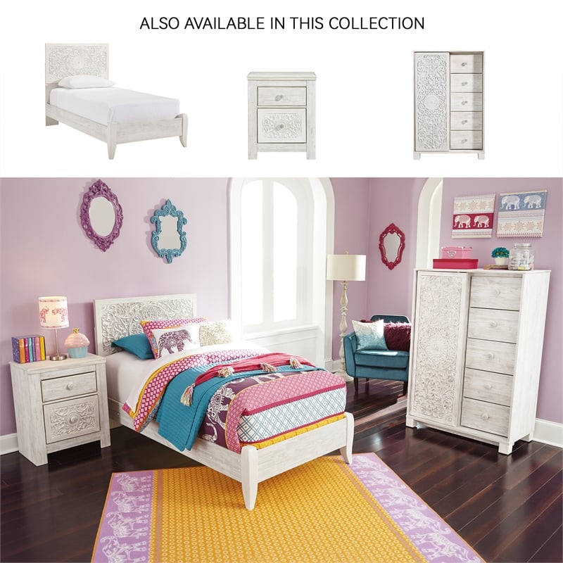 Signature Design by Ashley Paxberry 5-Drawer Door Chest in White Wash