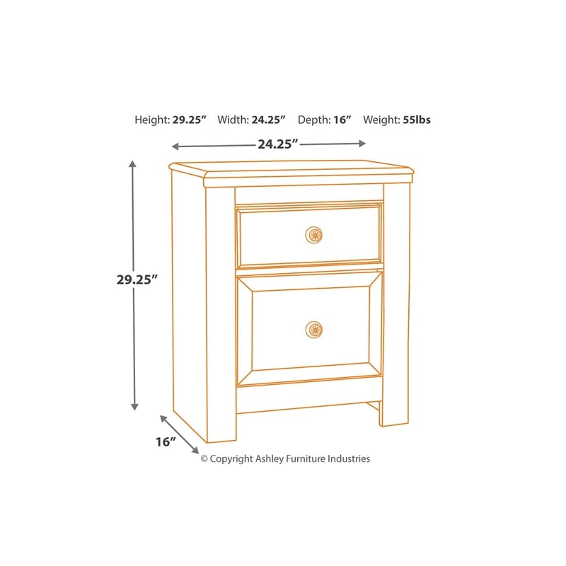 Signature Design by Ashley Paxberry 2 Drawer Nightstand in Whitewash