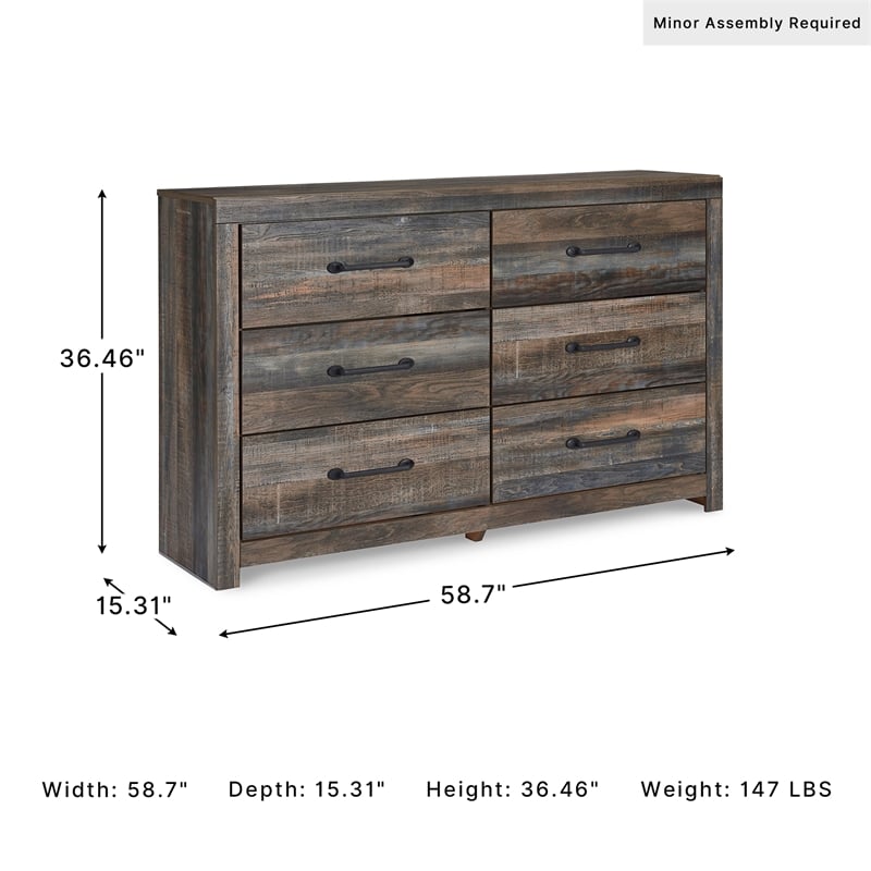 Ashley Furniture Drystan 6 Drawer Dresser in Burnt Orange and Teal