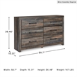 Ashley Furniture Drystan 6 Drawer Dresser in Burnt Orange and Teal