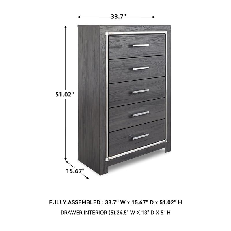 Ashley Furniture Lodanna 5 Drawer Chest in Gray