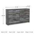 Signature Design by Ashley Baystorm 6 Drawer Double Dresser in Smokey Gray