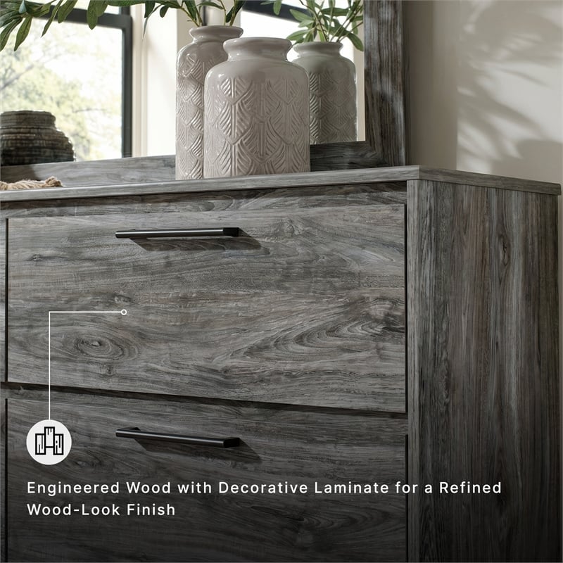 Signature Design by Ashley Baystorm 6 Drawer Double Dresser in Smokey Gray