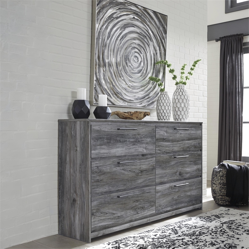 Signature Design by Ashley Baystorm 6 Drawer Double Dresser in Smokey Gray