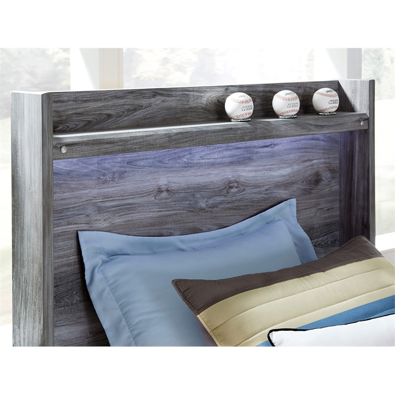 Signature Design by Ashley Baystorm Twin LED Panel Headboard in Smokey Gray