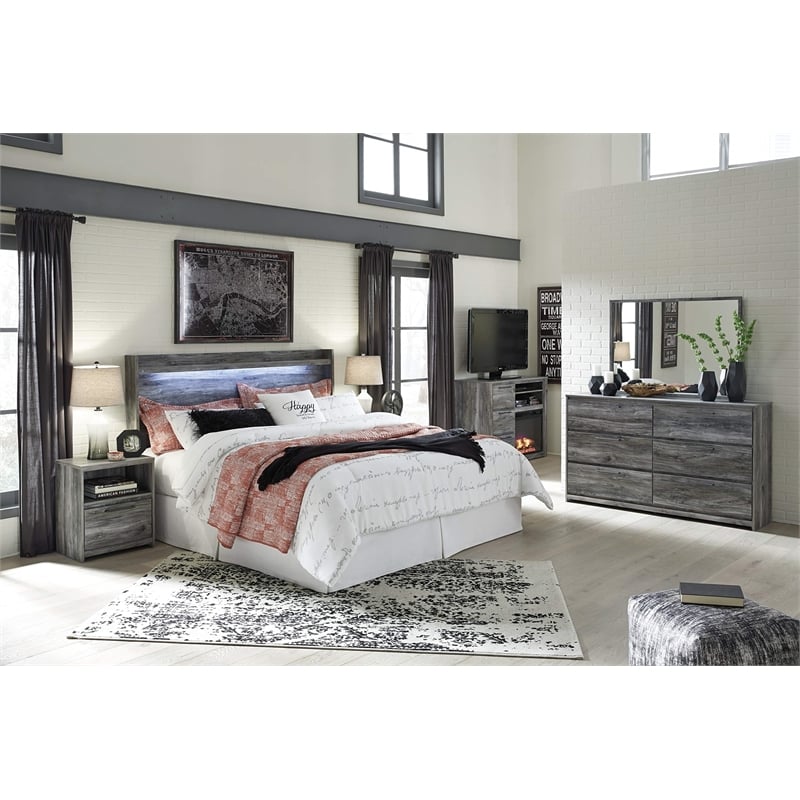 Signature Design by Ashley Baystorm King LED Panel Headboard in Smokey Gray