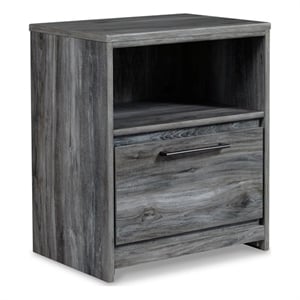 Signature Design by Ashley Baystorm 1 Drawer Nightstand with USB Ports in Gray