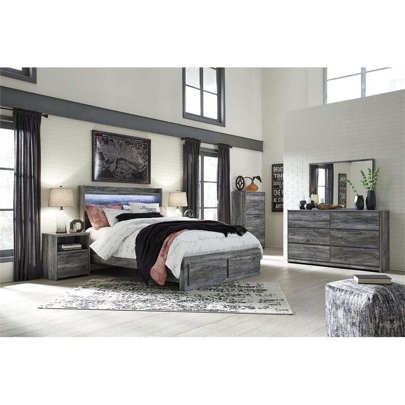 Signature Design by Ashley Baystorm 1 Drawer Nightstand with USB Ports in Gray